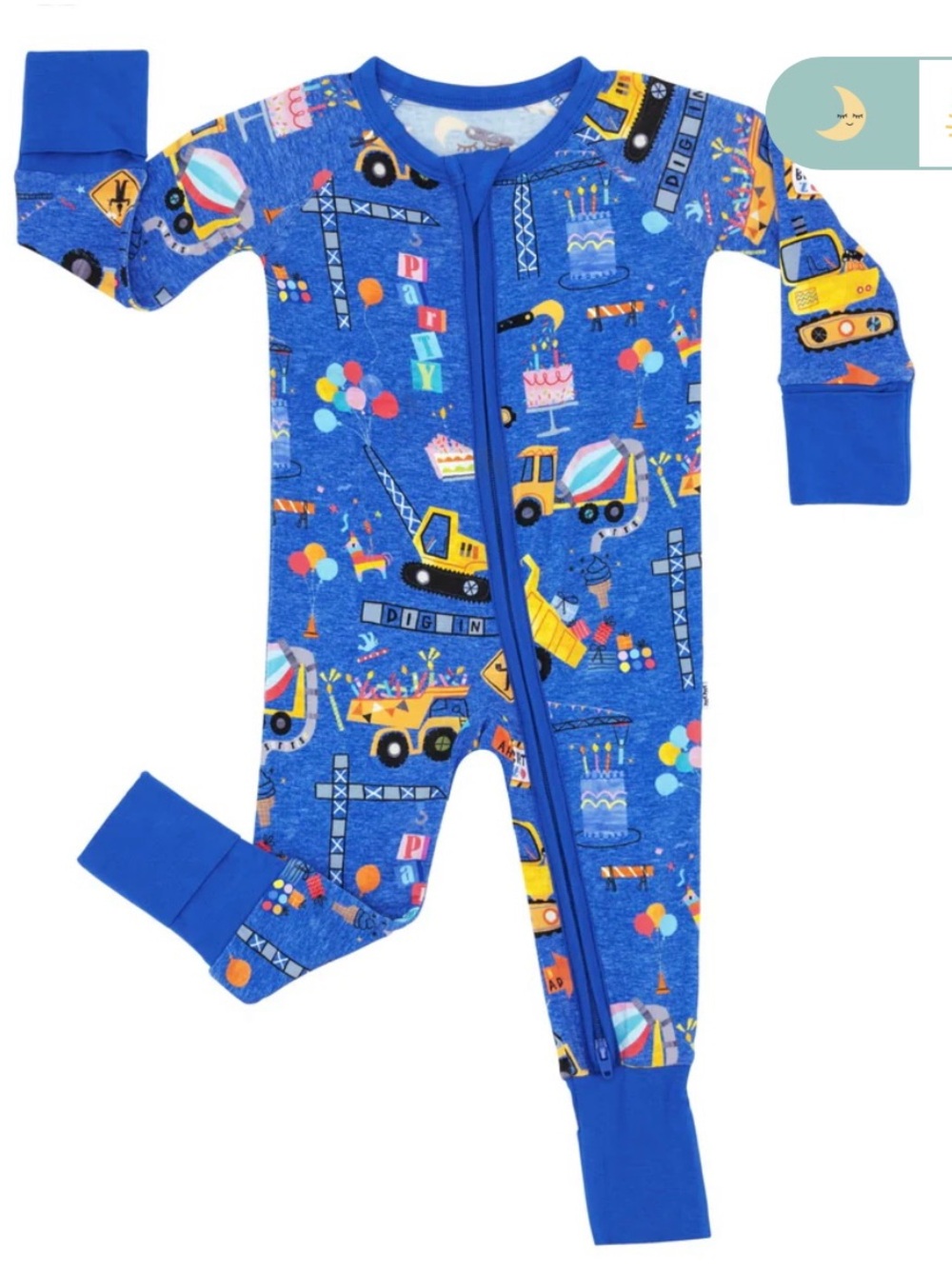 Little Sleepies Blue Birthday Builders Construction Zippy 12-18